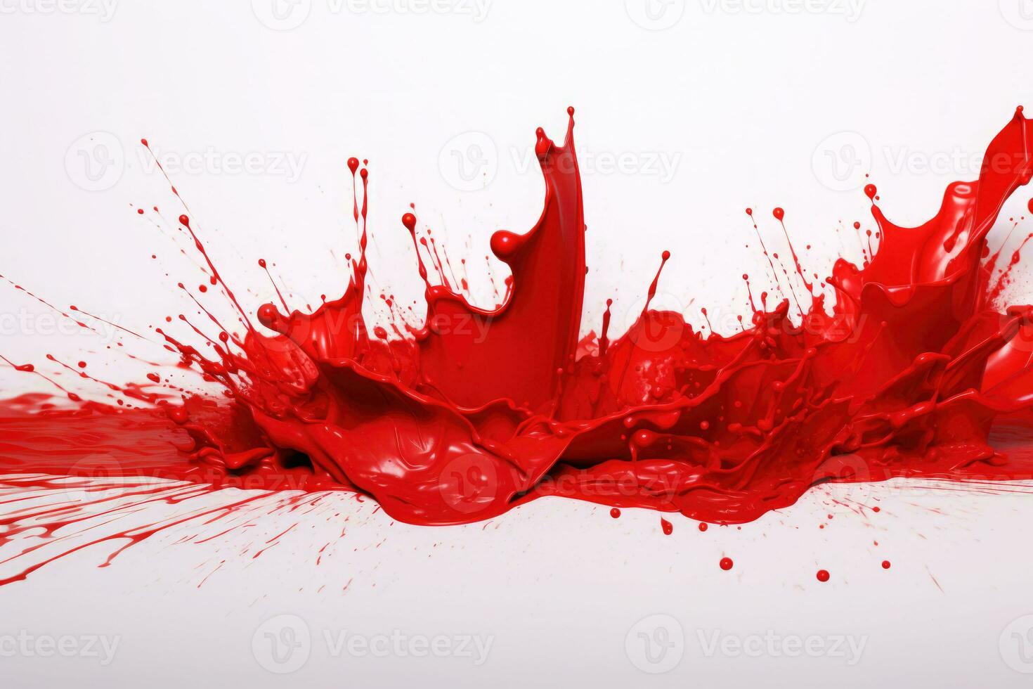 Red paint splash area with white background. Generative AI photo