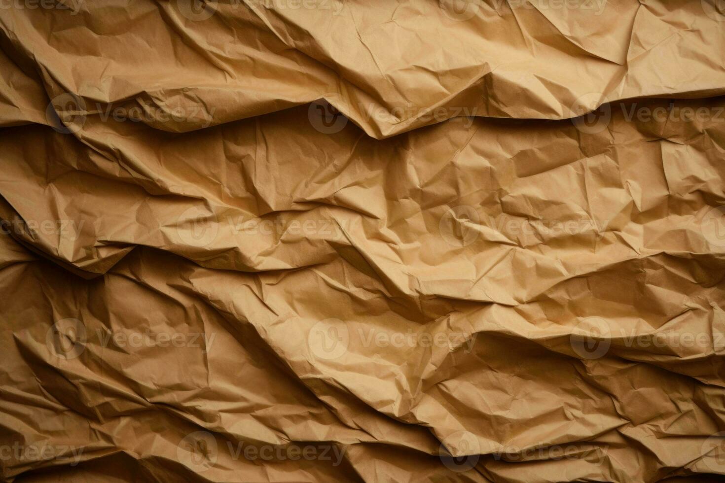 Crumpled brown paper background. Generative AI photo