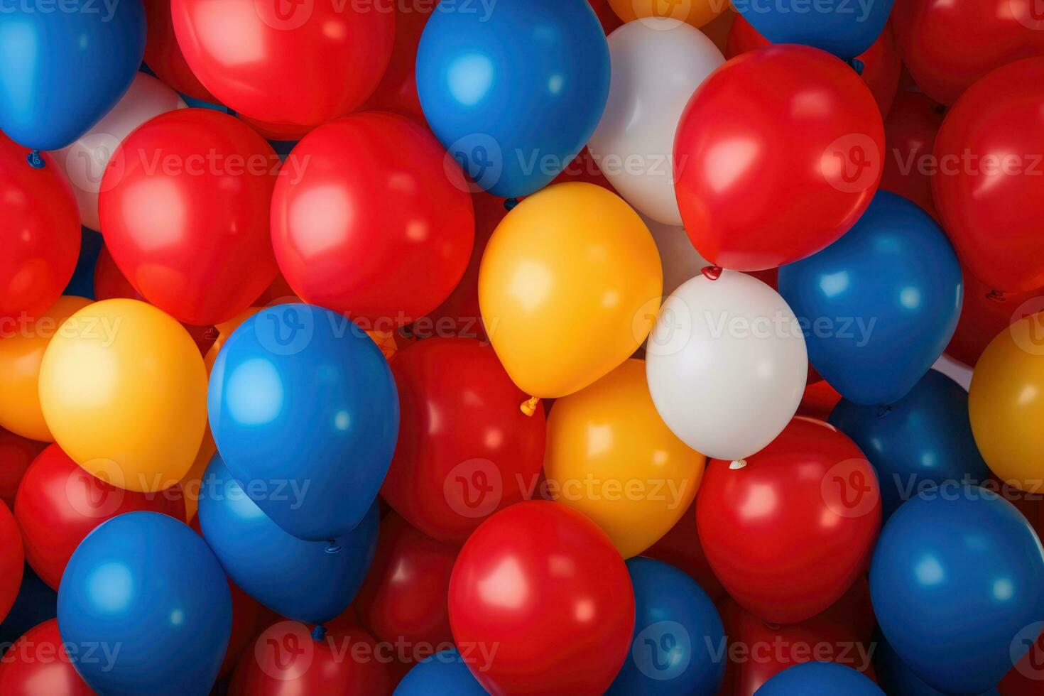 A bunch of colorful balloons with happy celebration party background. AI generated photo