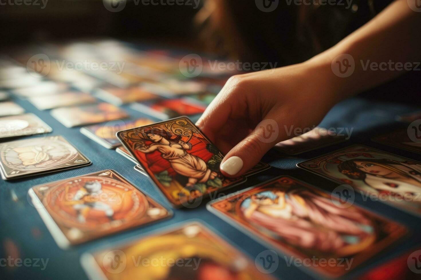 astrólogo calcula natal gráfico y hace un pronóstico de destino.tarot tarjetas esotérico antecedentes. fortuna narración, tarot predicciones generativo ai foto