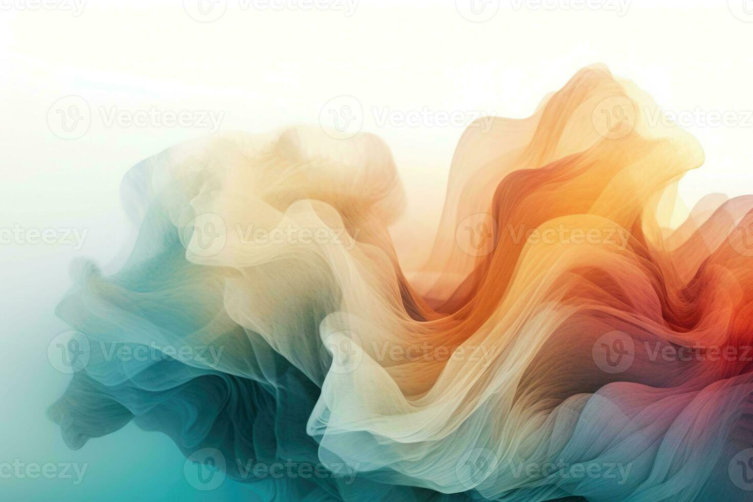 Ethereal transparent background. Wavy abstract blurred iridescent light backdrop. Generative AI photo