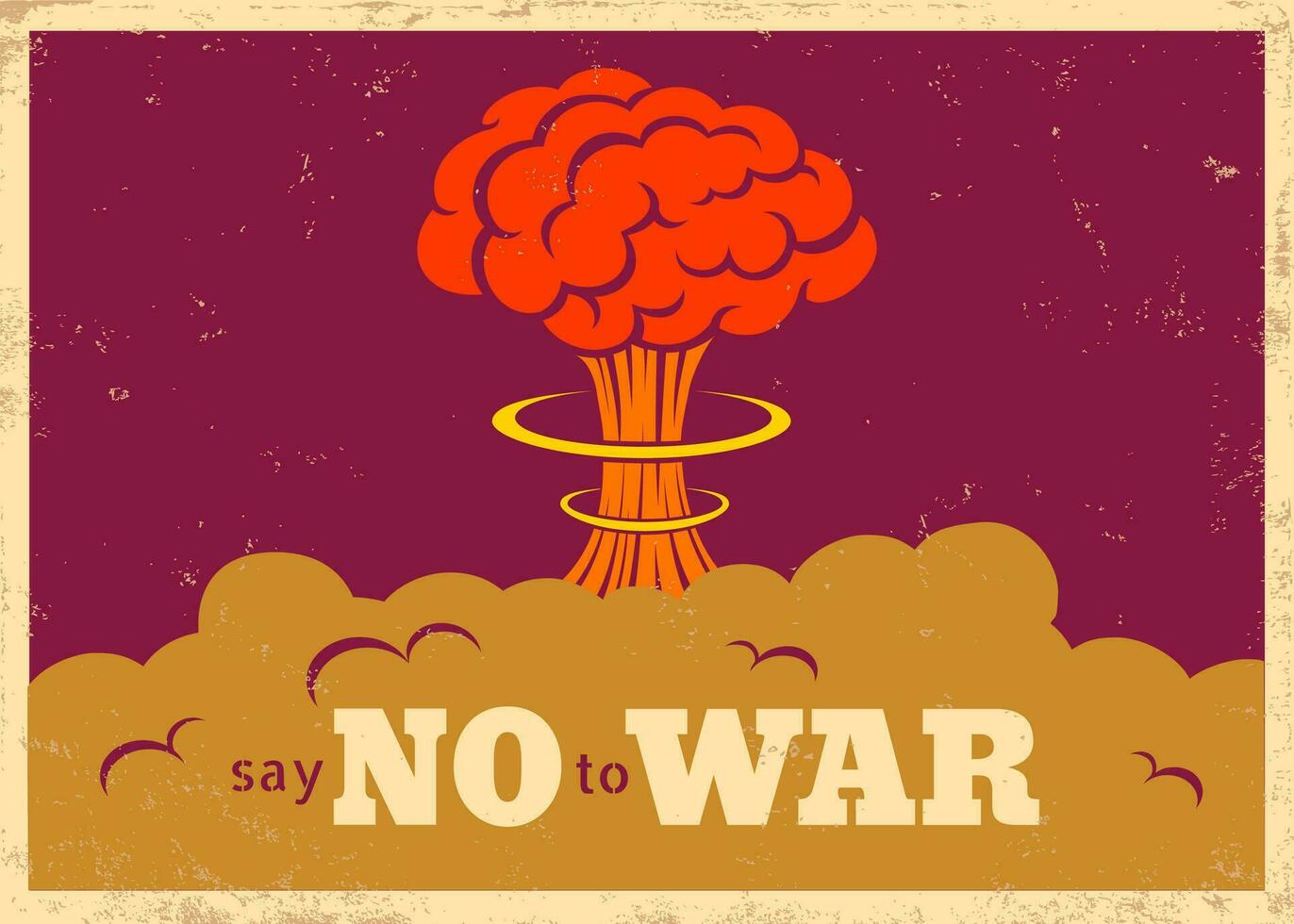 vector Clásico póster con atómico bomba explosión. Pacífico Clásico militar póster con nuclear bomba.