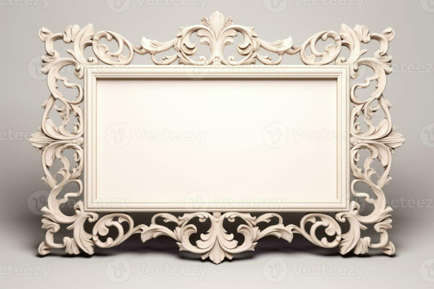 Pastel rectangle decorative ornate picture frame. AI generated photo