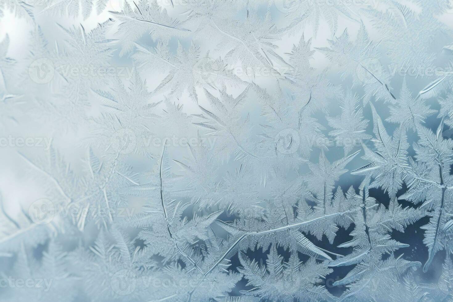 A frost pattern on a windowpane. Ice crystals or cold winter background. Generative AI photo