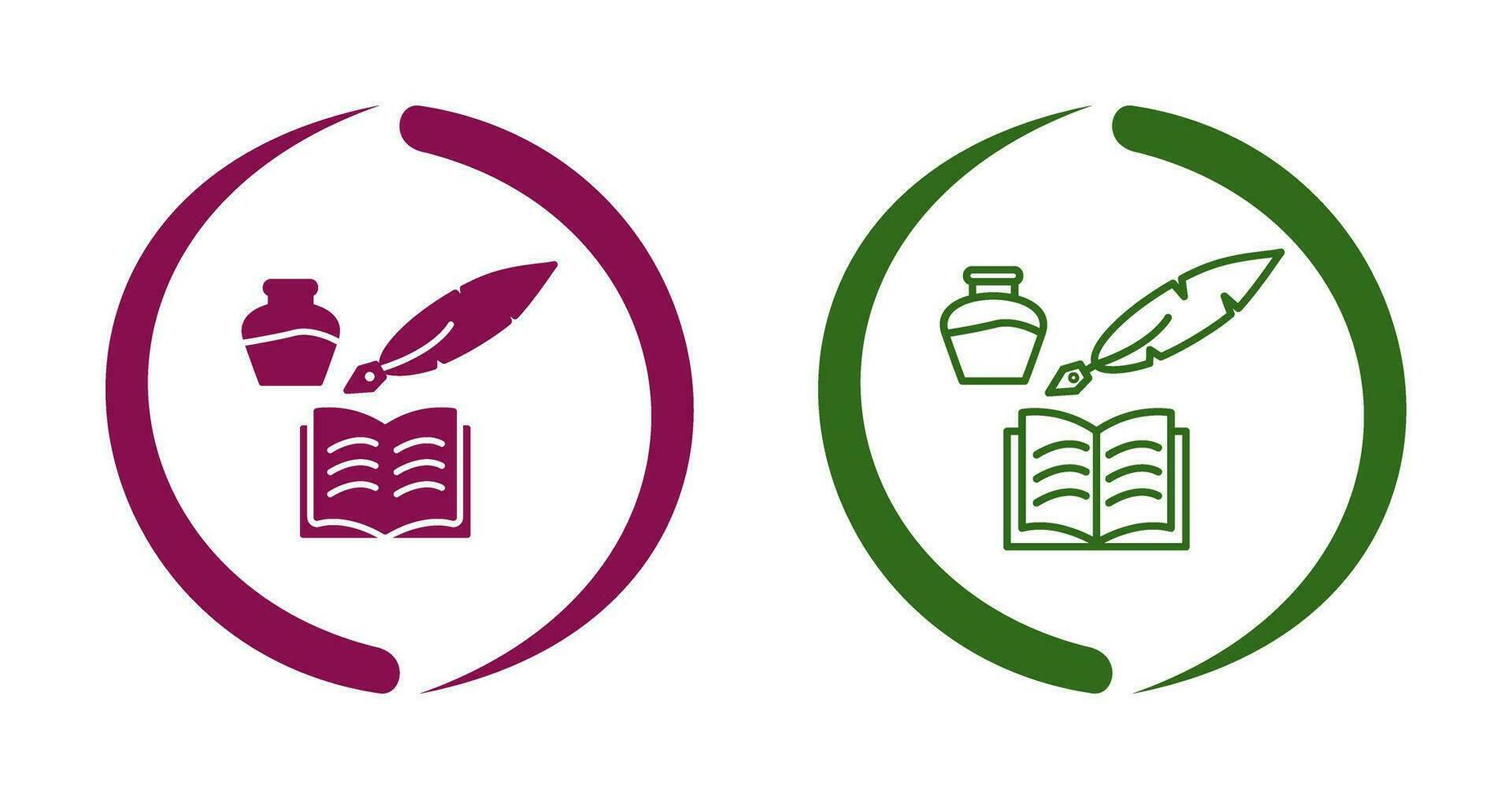 Unique Quill and Book Vector Icon