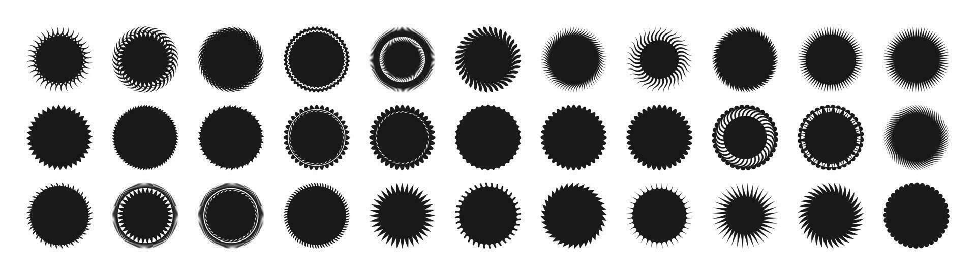 un conjunto de Clásico pegatinas para venta. Starburst negro etiqueta. vector ilustración