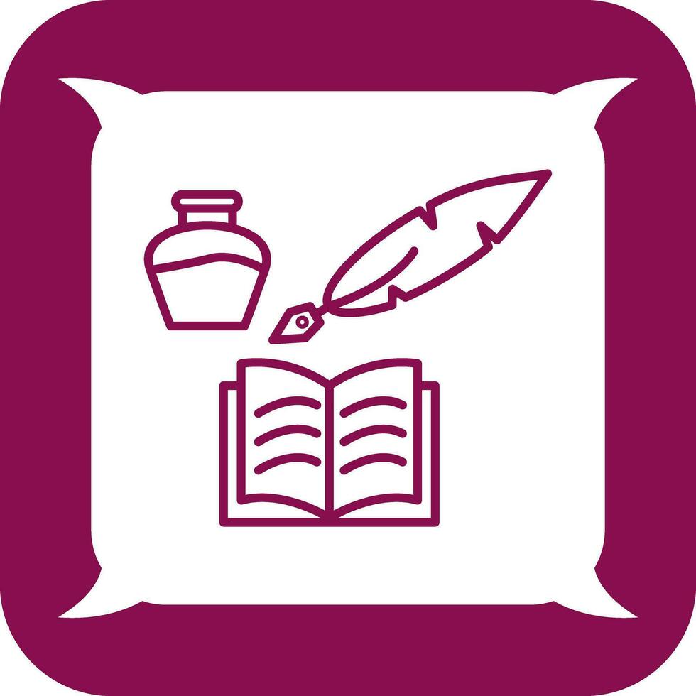 Unique Quill and Book Vector Icon
