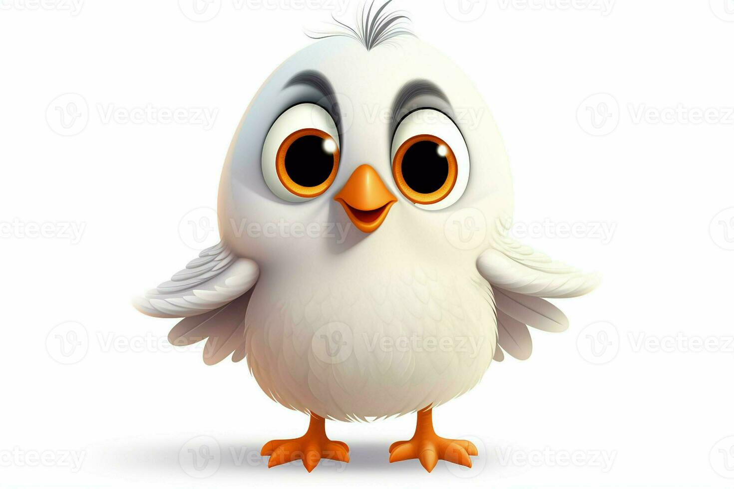 Cute cartoon chicken isolated on a white background. AI generated pro photo