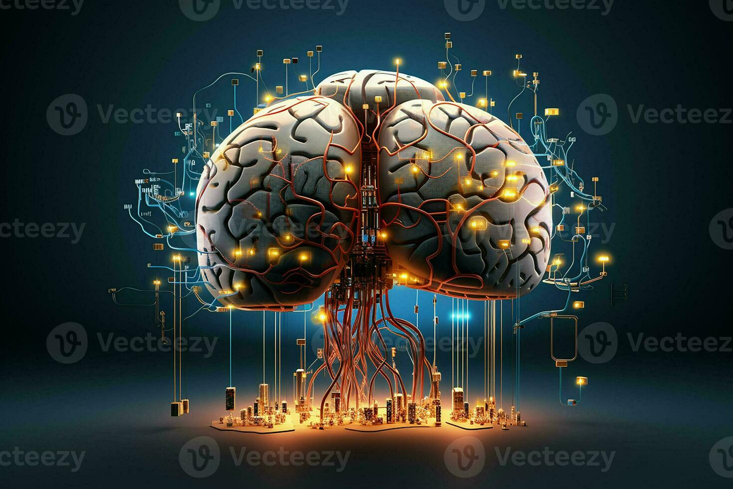 humano cerebro con circuito tablero. artificial inteligencia concepto. ai generado Pro foto