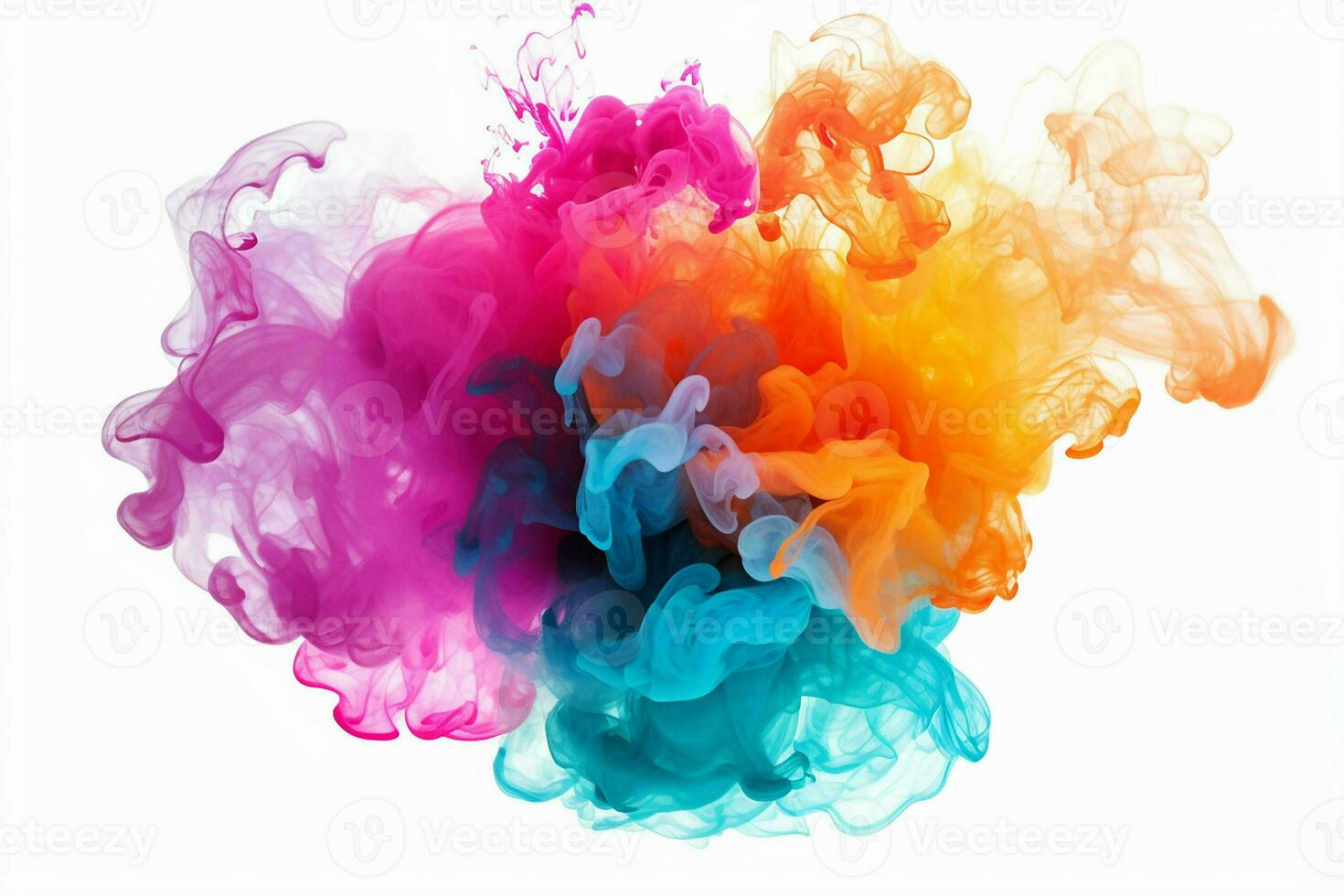 Abstract multicolored smoke on a white background. Design element. AI generated pro photo