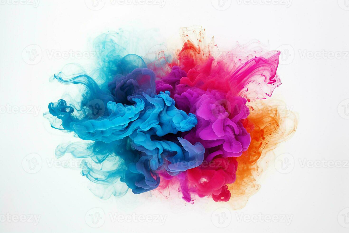 Abstract multicolored smoke on a white background. Design element. AI generated pro photo