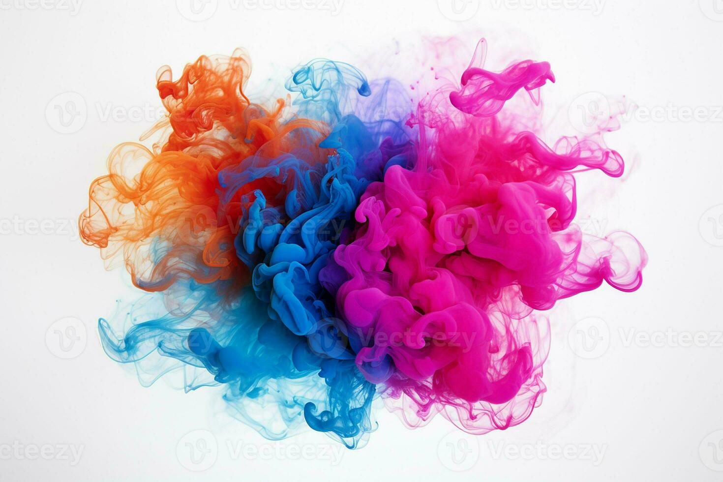 Abstract multicolored smoke on a white background. Design element. AI generated pro photo