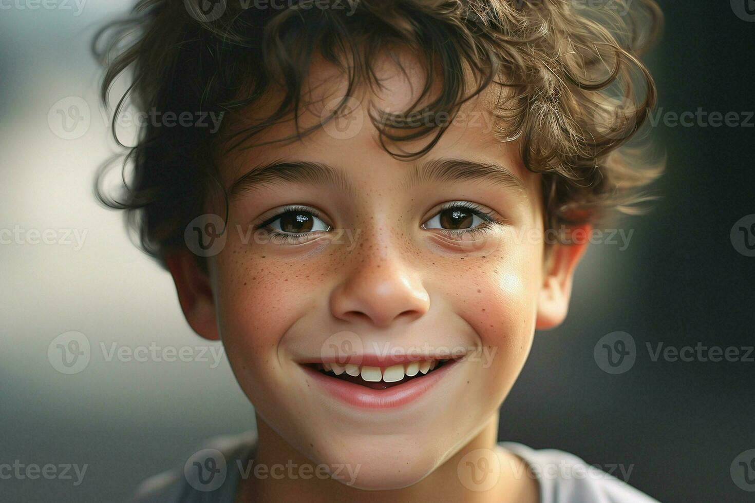 retrato de un linda sonriente pequeño chico. de cerca. ai generado Pro foto