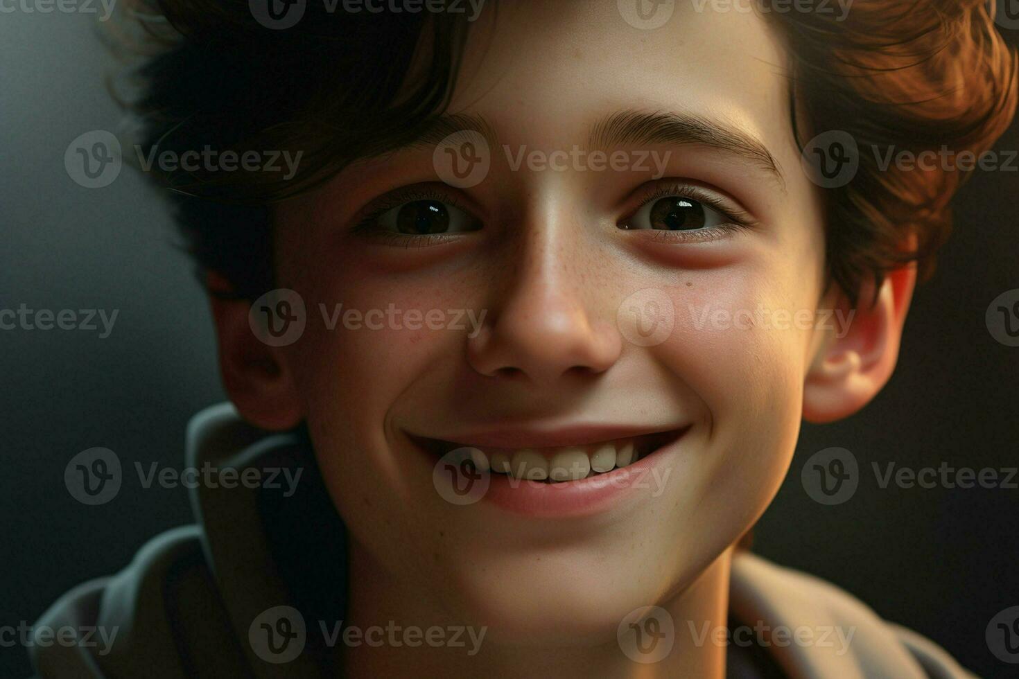 Portrait of a cute smiling little boy. Close-up. ai generated pro photo