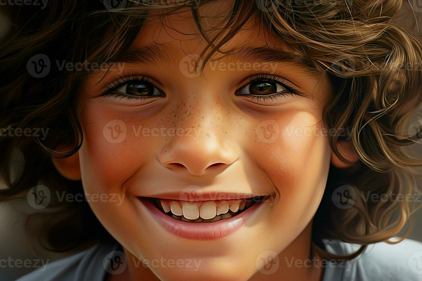 retrato de un linda sonriente pequeño chico. de cerca. ai generado Pro foto