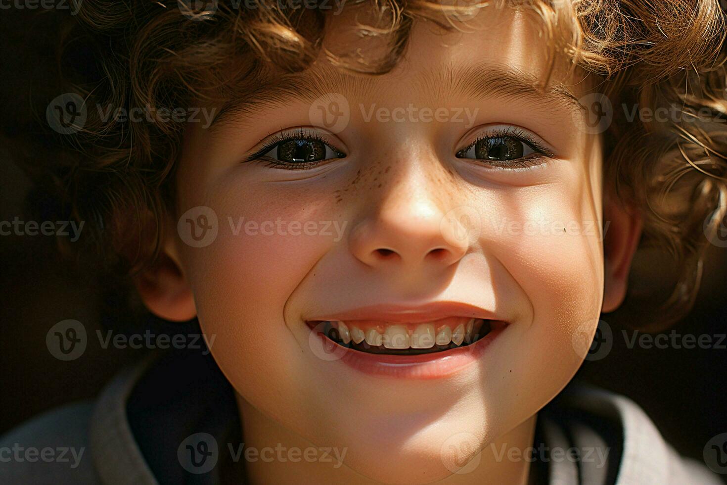 Portrait of a cute smiling little boy. Close-up. ai generated pro photo