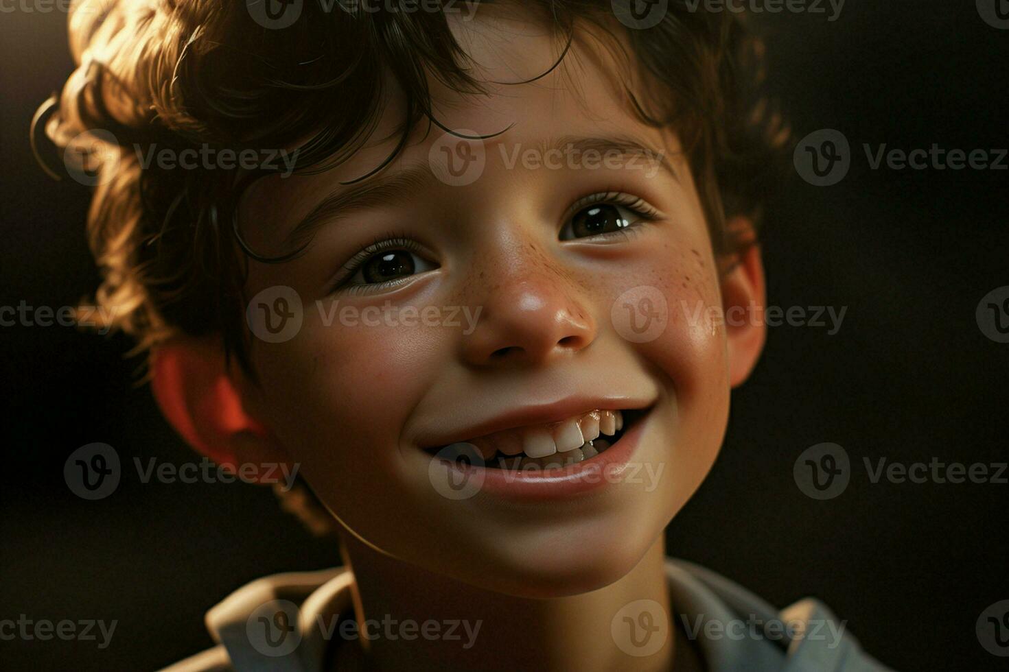 Portrait of a cute smiling little boy. Close-up. ai generated pro photo