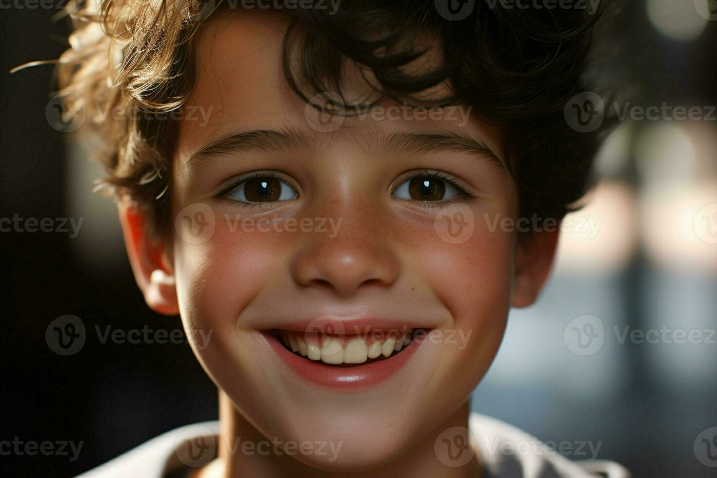 Portrait of a cute smiling little boy. Close-up. ai generated pro photo