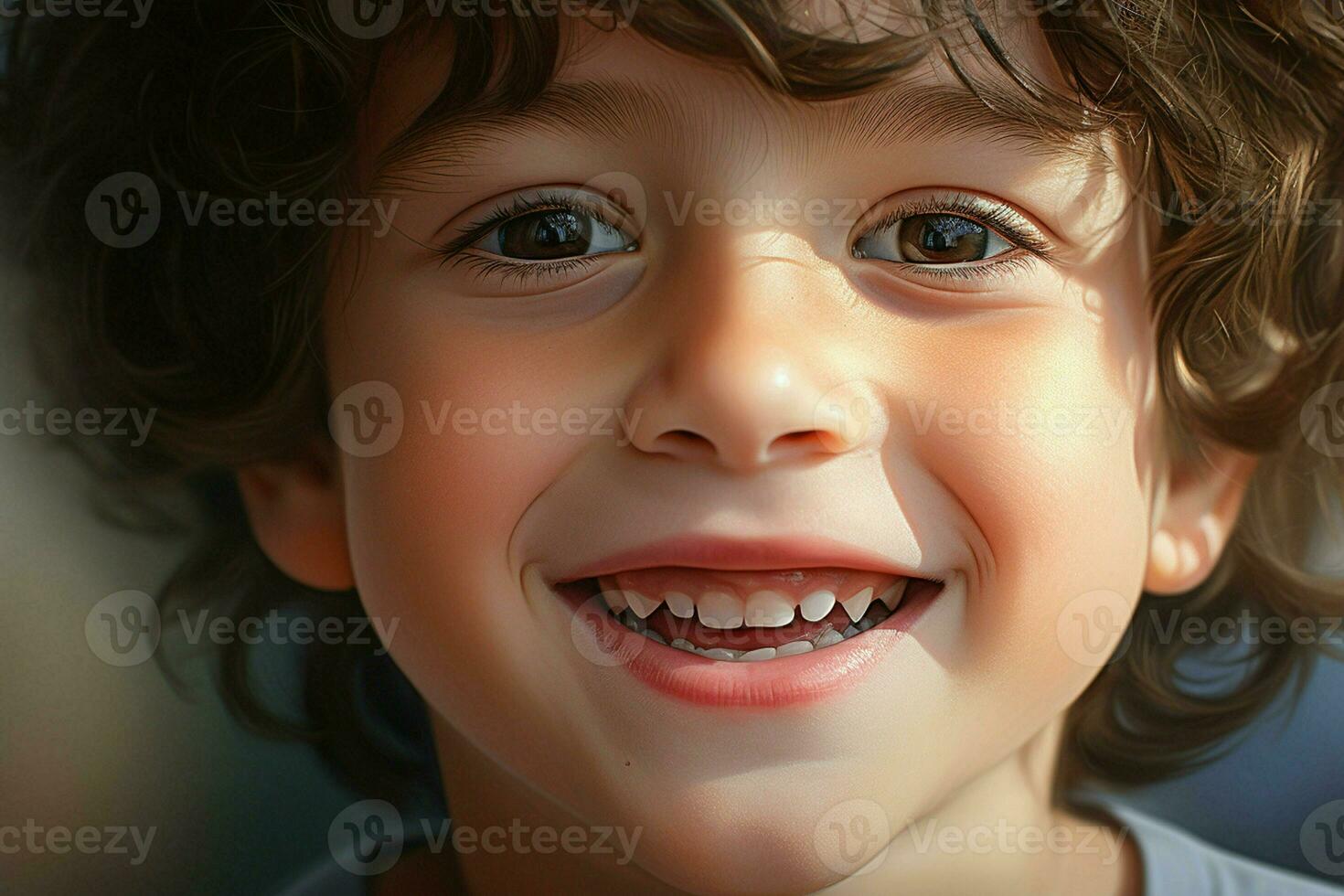 retrato de un linda sonriente pequeño chico. de cerca. ai generado Pro foto