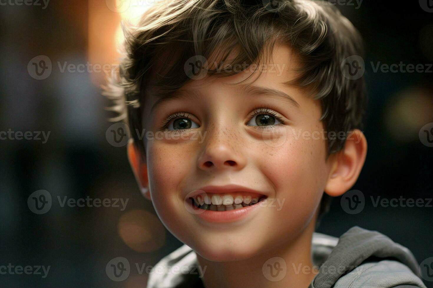 Portrait of a cute smiling little boy. Close-up. ai generated pro photo