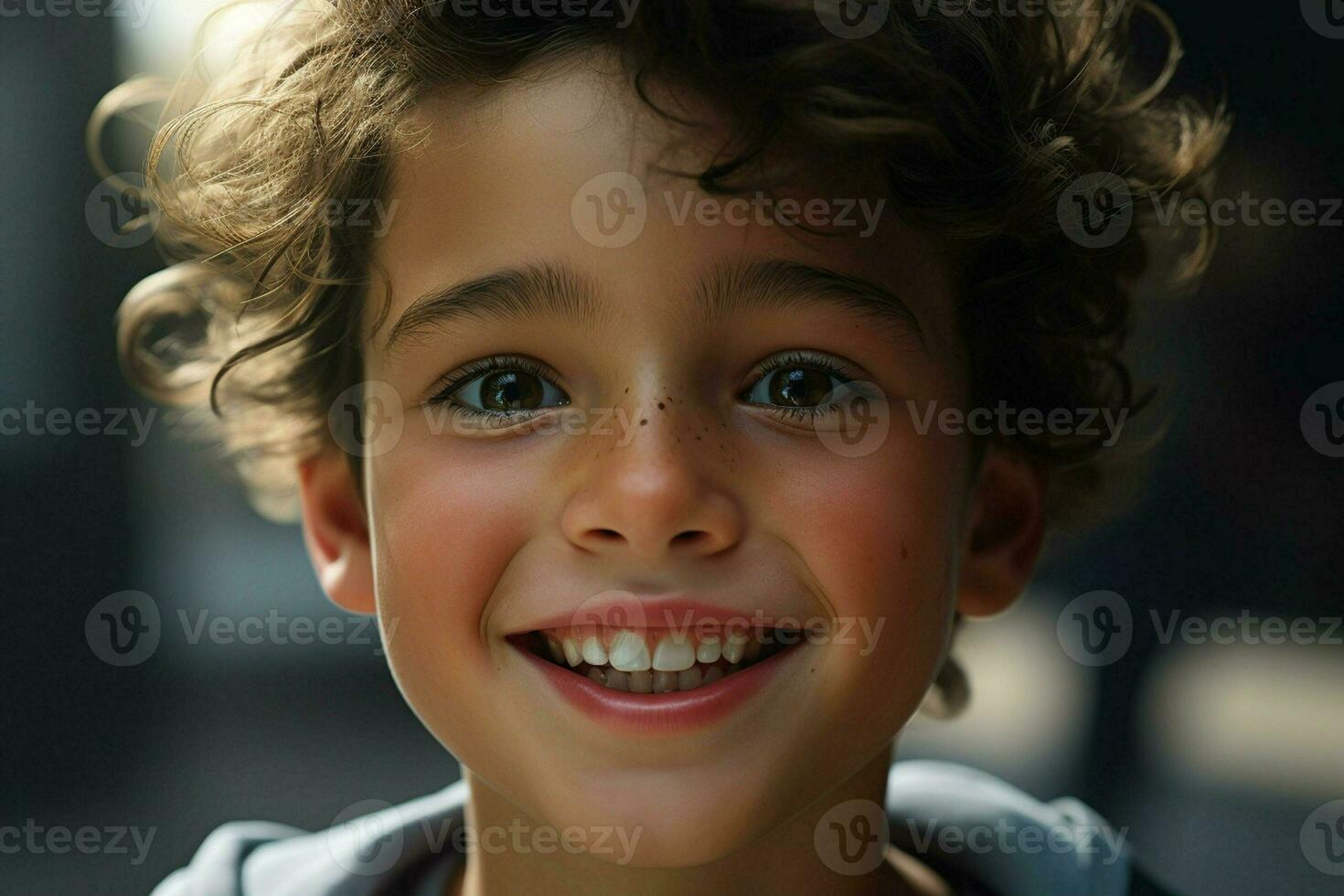 Portrait of a cute smiling little boy. Close-up. ai generated pro photo