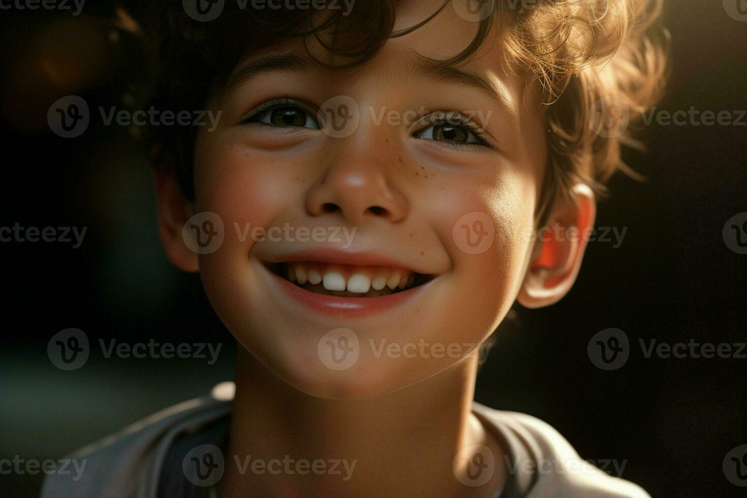 retrato de un linda sonriente pequeño chico. de cerca. ai generado Pro foto