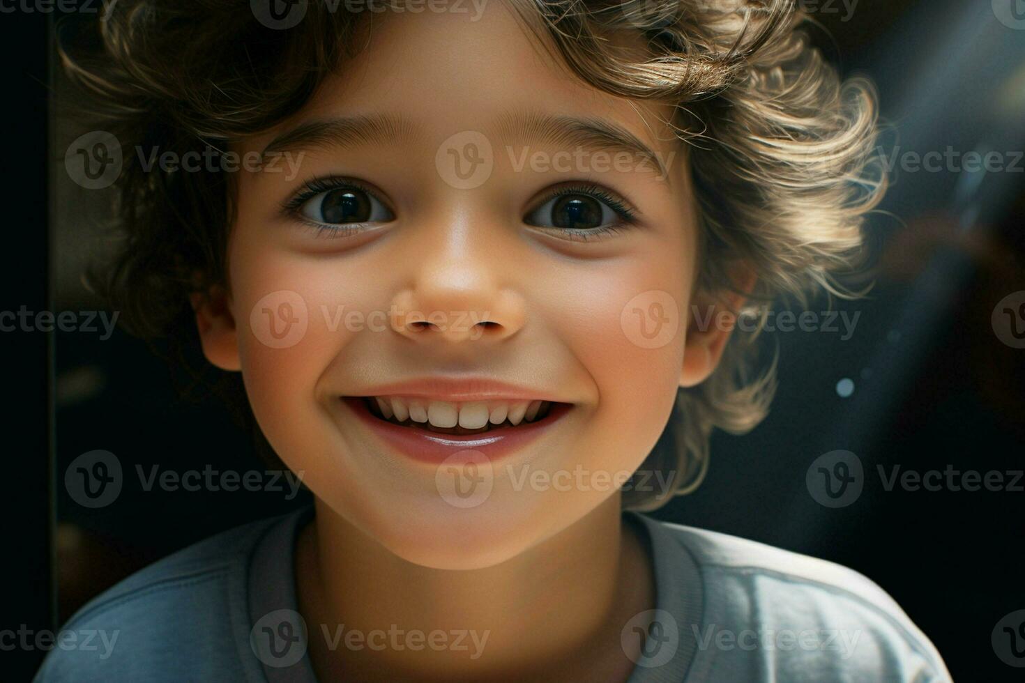 retrato de un linda sonriente pequeño chico. de cerca. ai generado Pro foto