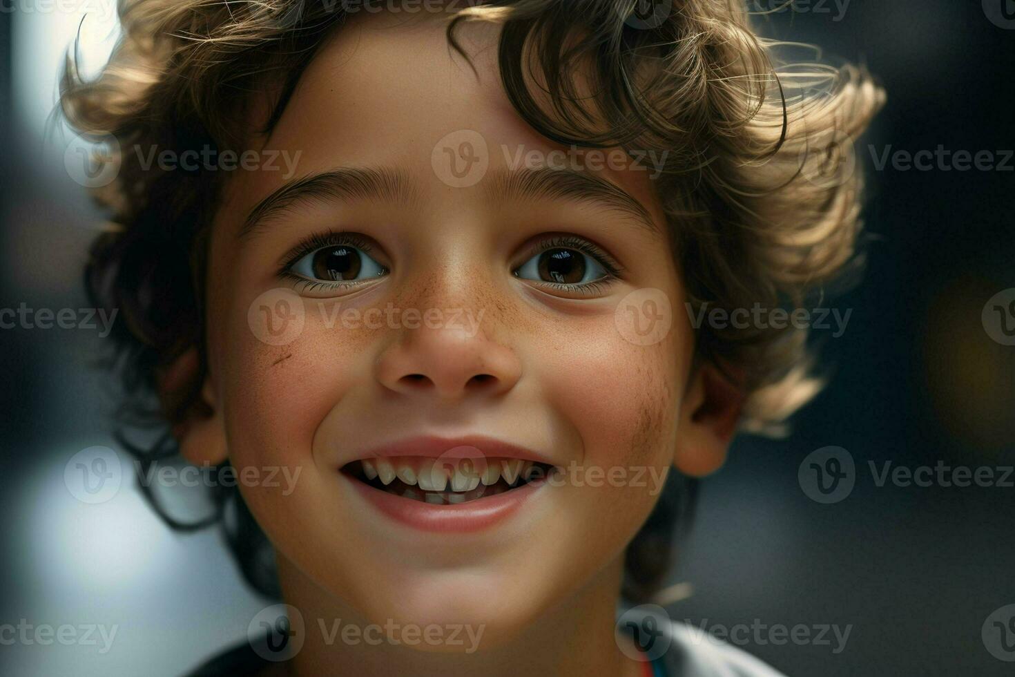 Portrait of a cute smiling little boy. Close-up. ai generated pro photo