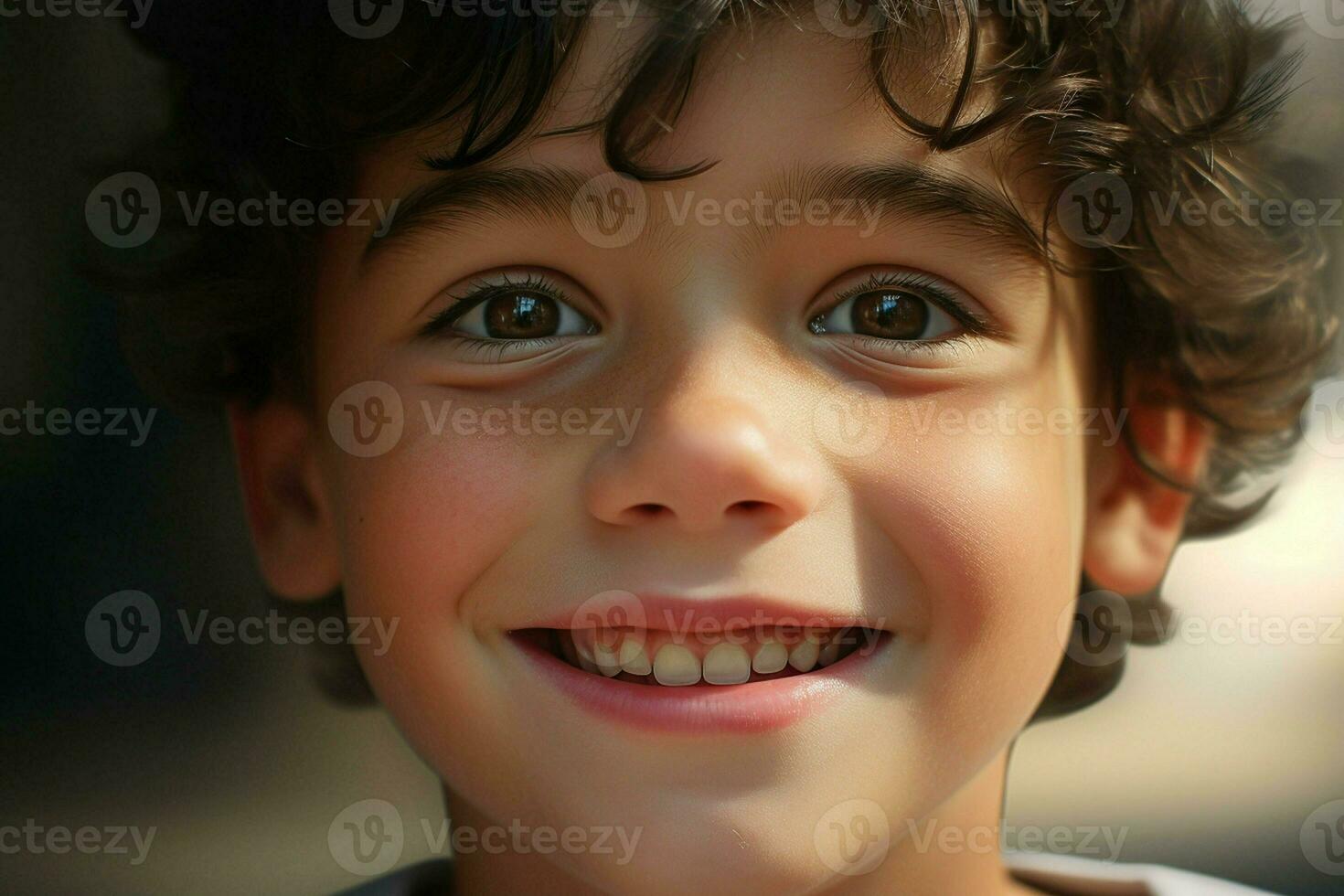 Portrait of a cute smiling little boy. Close-up. ai generated pro photo