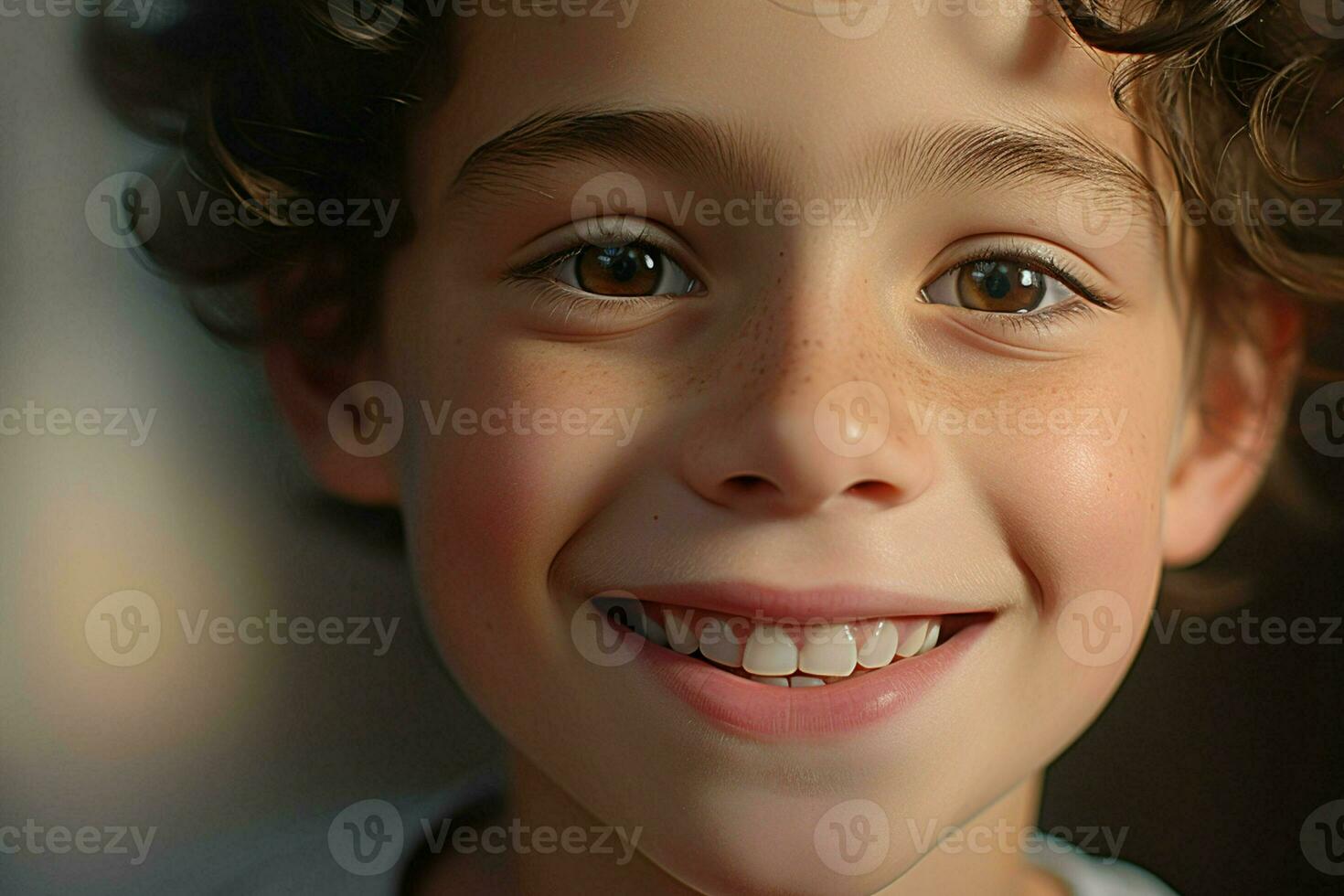 Portrait of a cute smiling little boy. Close-up. ai generated pro photo