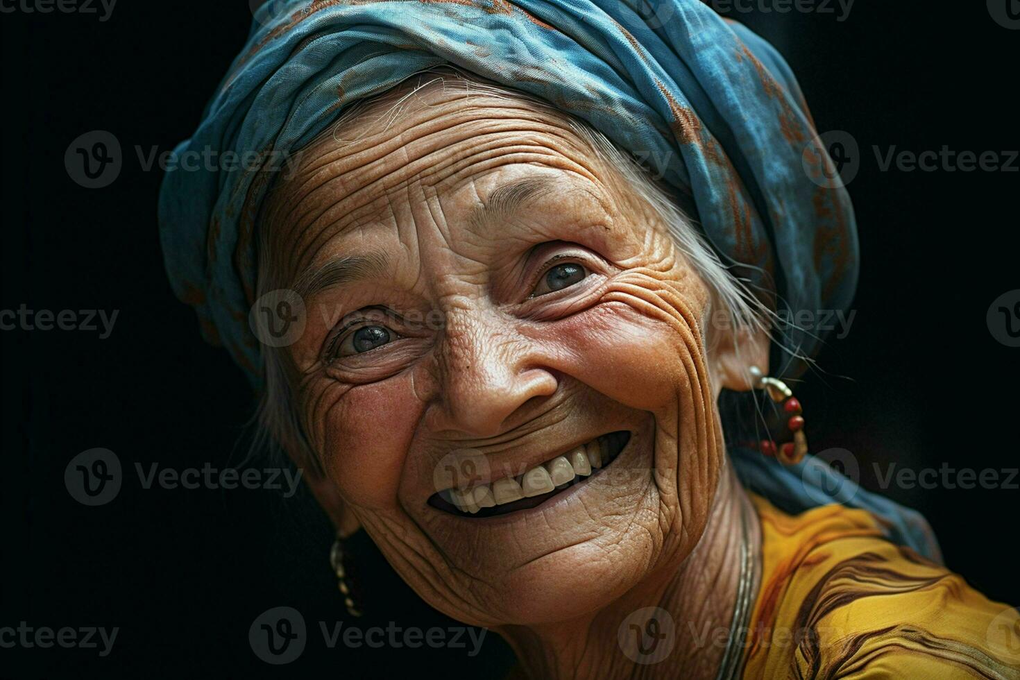 Portrait of a smiling senior woman. Focus on the eyes. ai generated pro photo