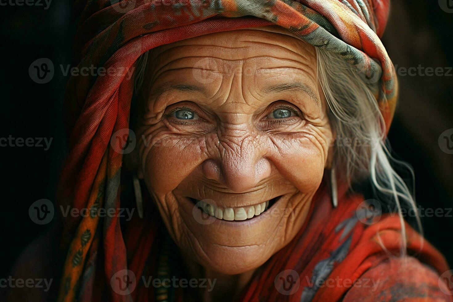 Portrait of a smiling senior woman. Focus on the eyes. ai generated pro photo