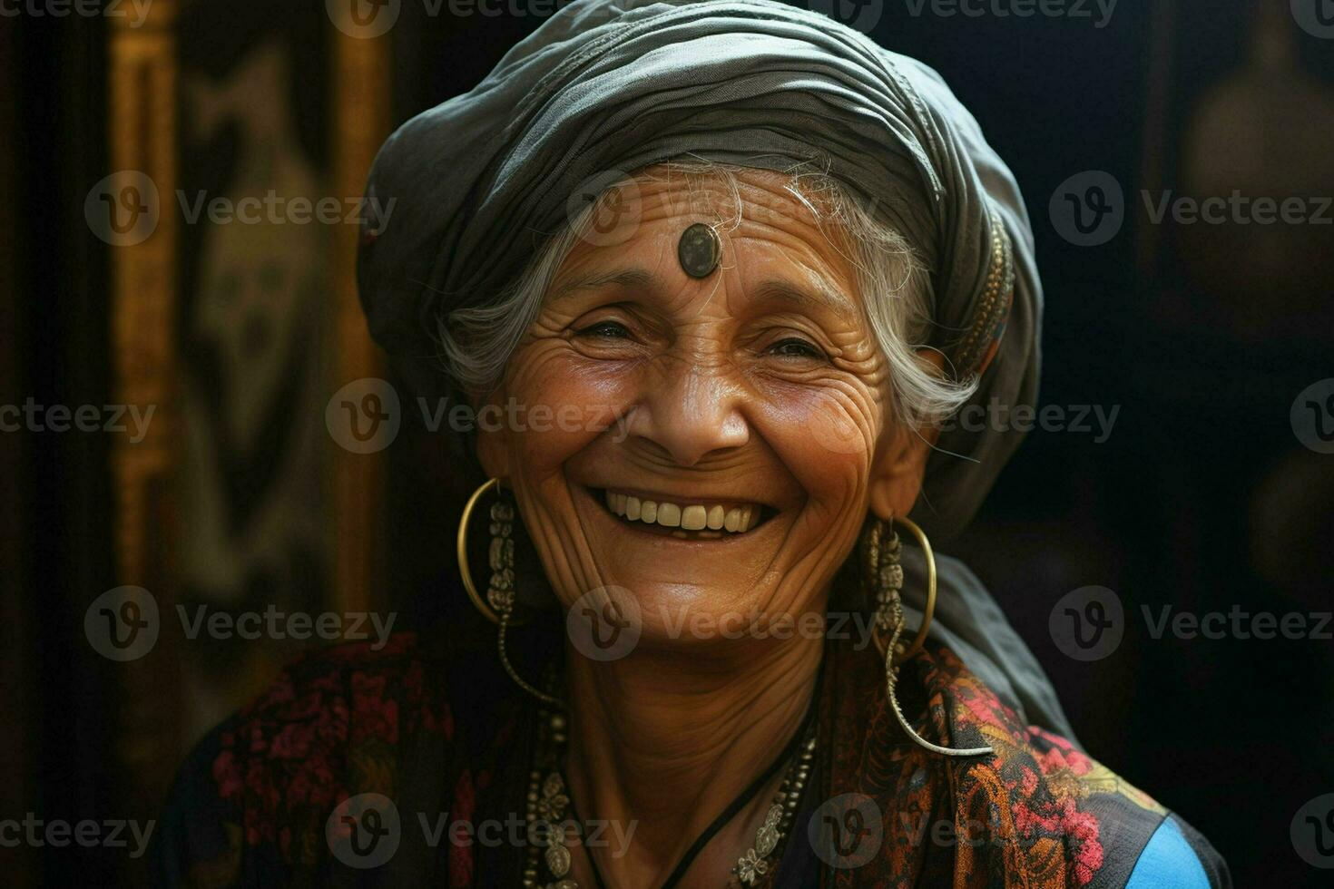 Portrait of a smiling senior woman. Focus on the eyes. ai generated pro photo