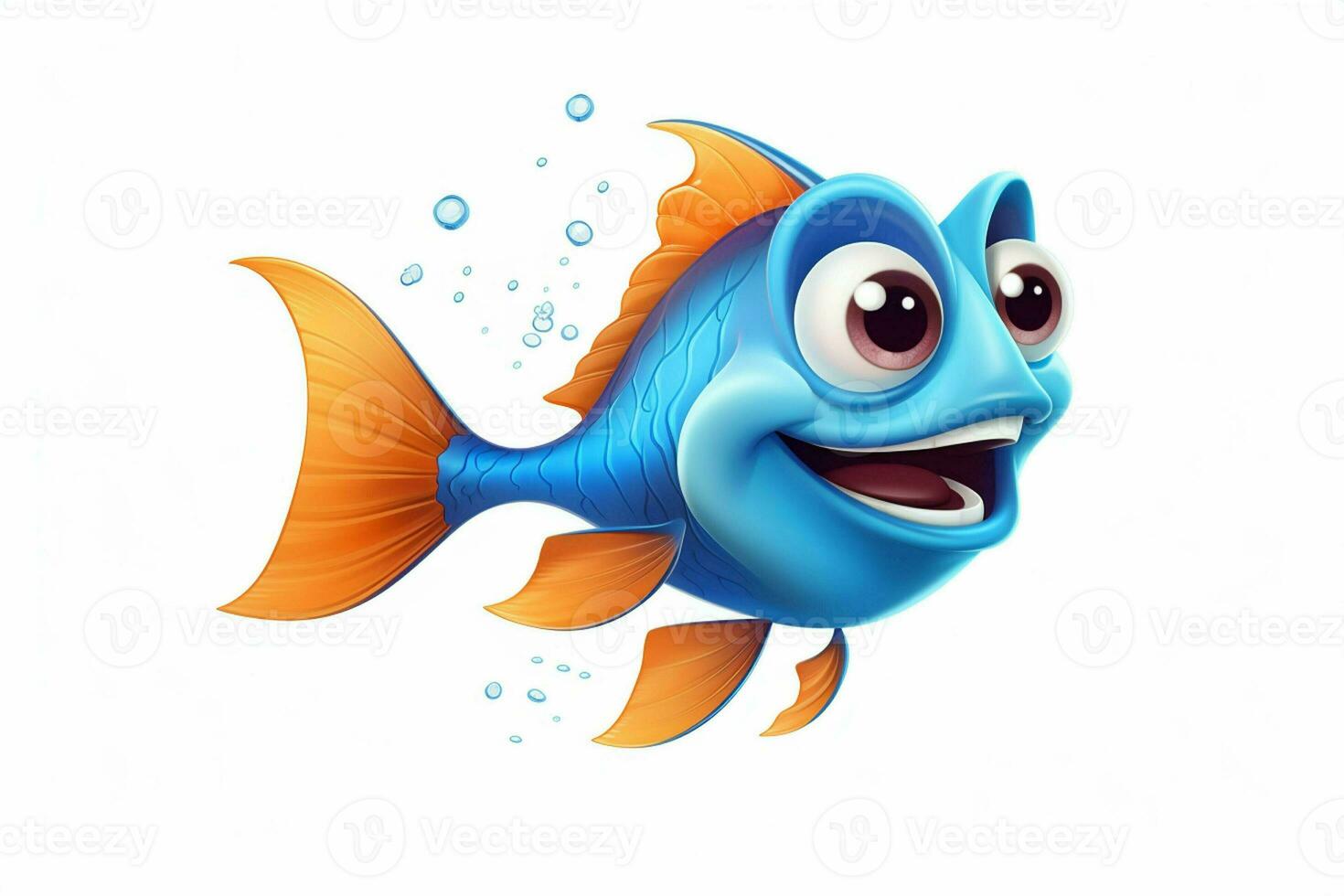 3d rendered illustration of cartoon character of goldfish with happy expression. ai generated pro photo