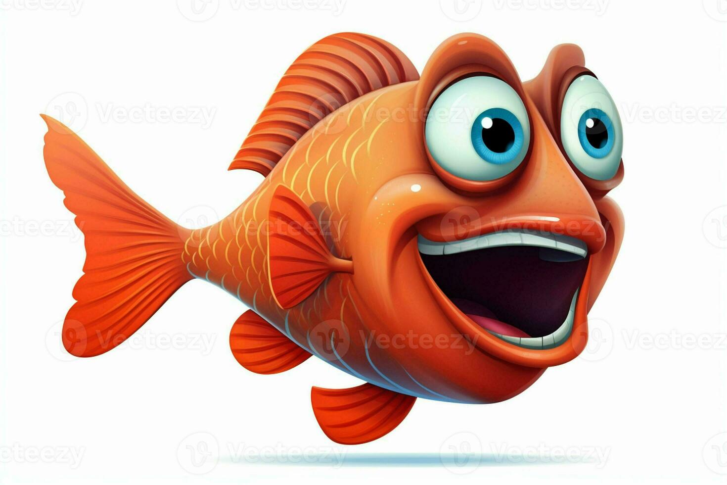 3d rendered illustration of cartoon character of goldfish with happy expression. ai generated pro photo