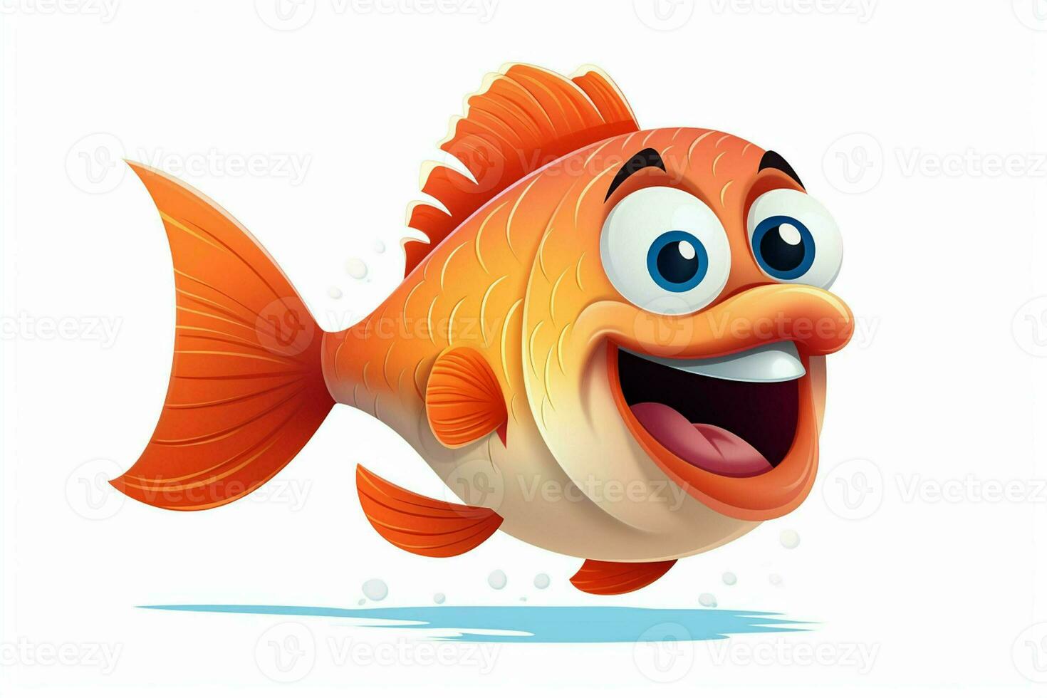 3d rendered illustration of cartoon character of goldfish with happy expression. ai generated pro photo