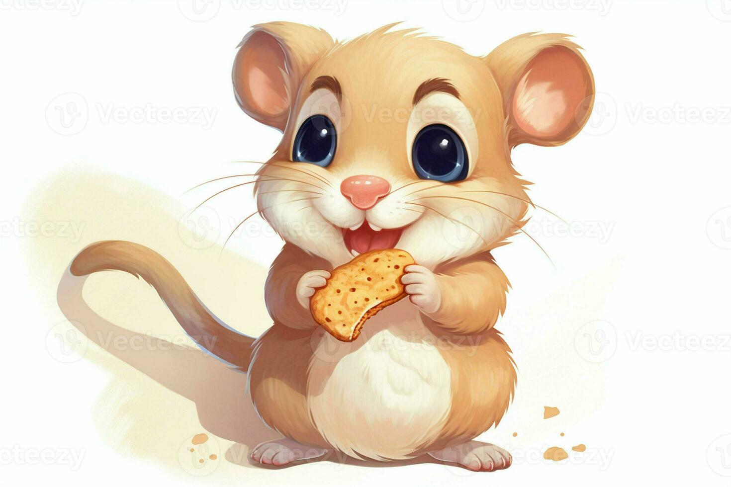 Illustration of a cute cartoon mouse sitting on a white background. ai generated pro photo