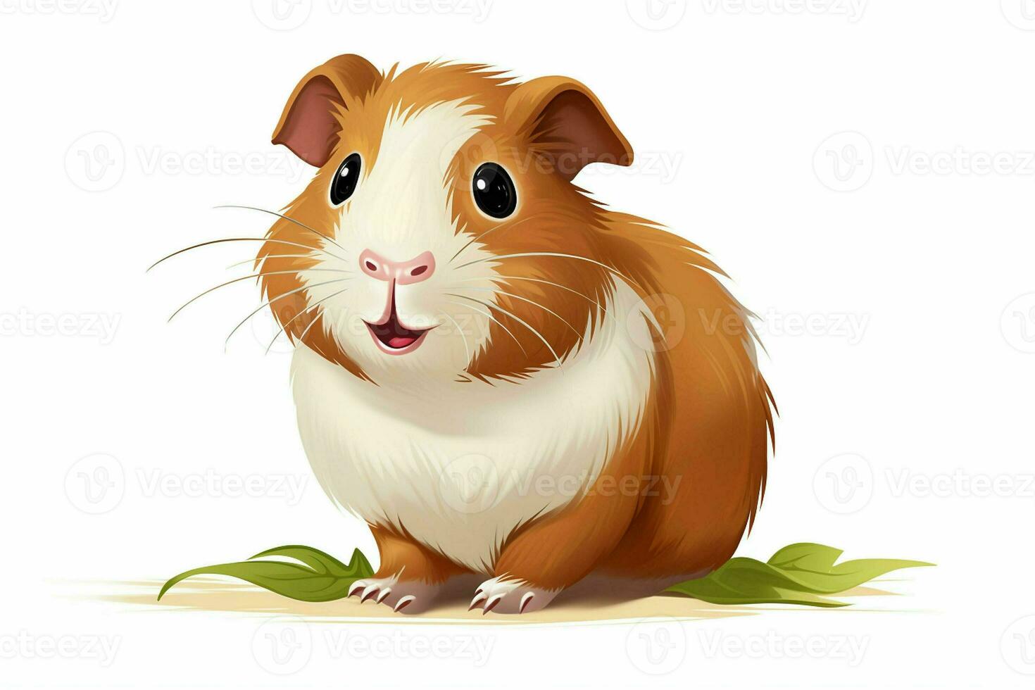 Illustration of a guinea pig with autumn leaves on a white background. ai generated pro photo