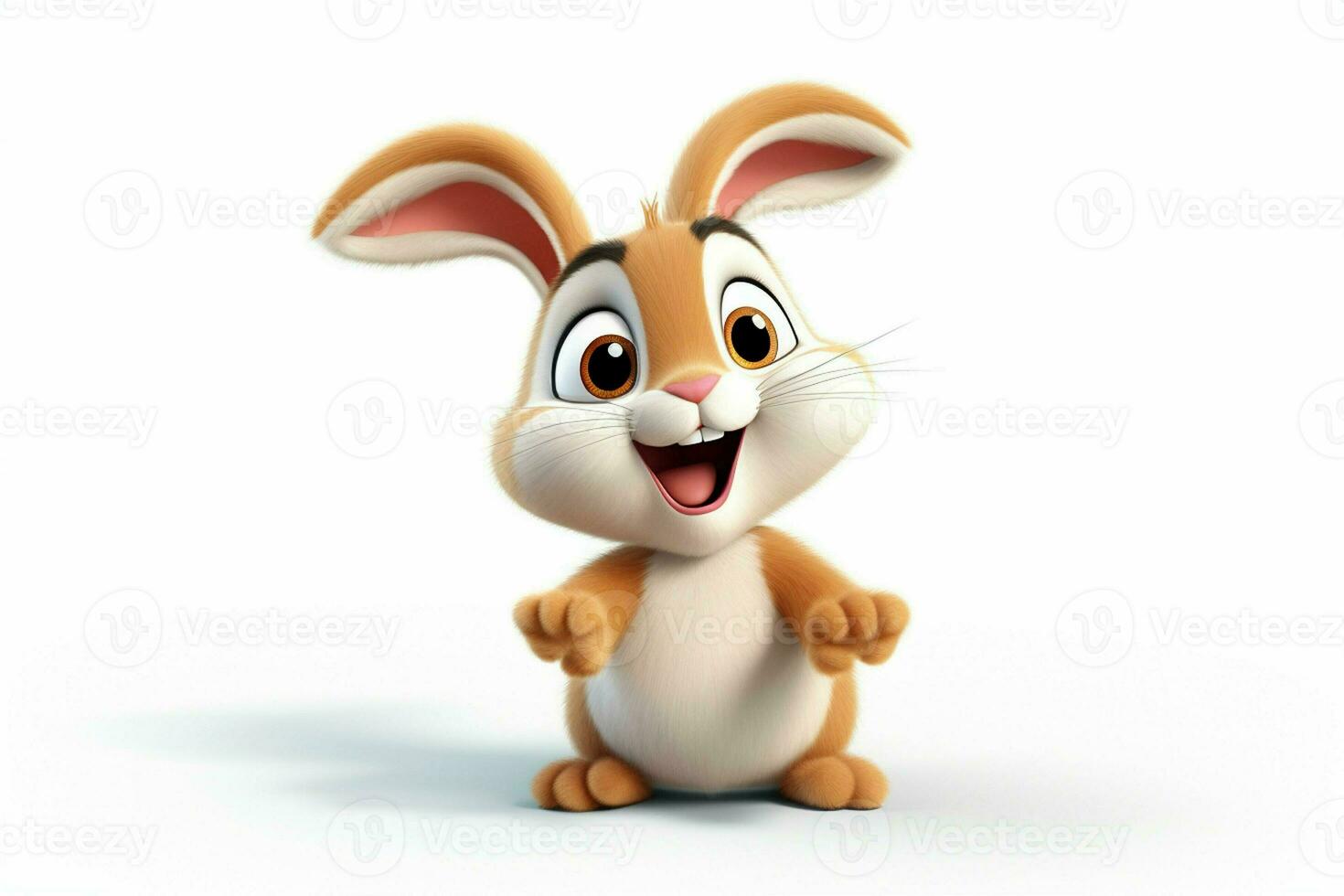 3d rendering of a cute easter bunny on a white background. ai generated pro photo