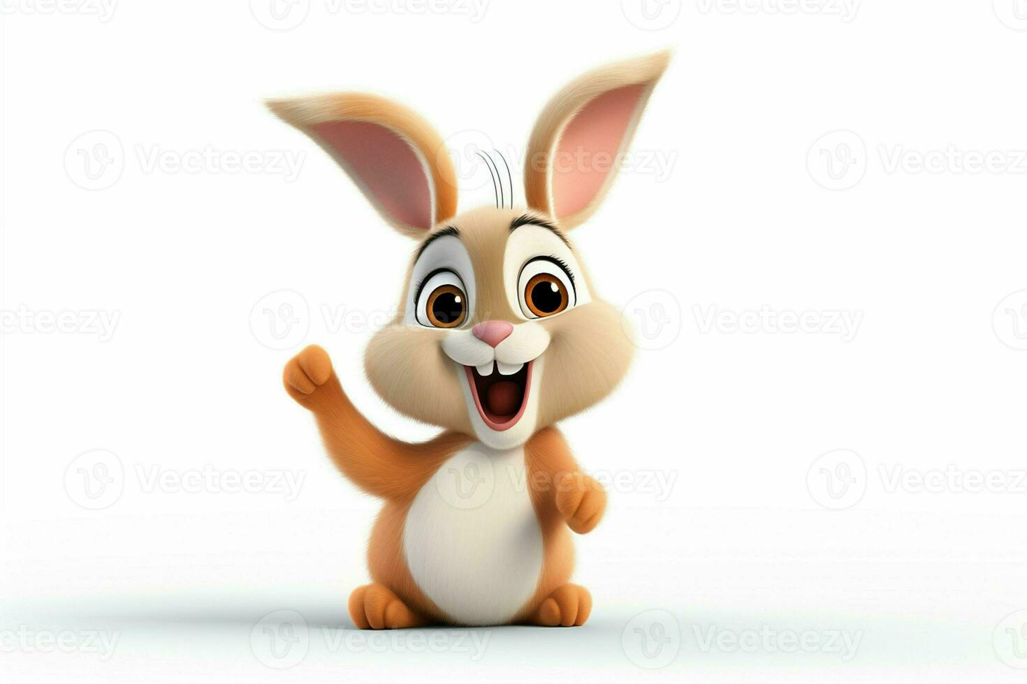 3d rendering of a cute easter bunny on a white background. ai generated pro photo