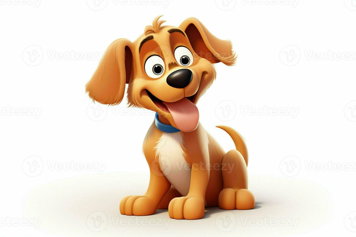 3d rendering of a cute cartoon dog sitting on a white background. ai generated pro photo