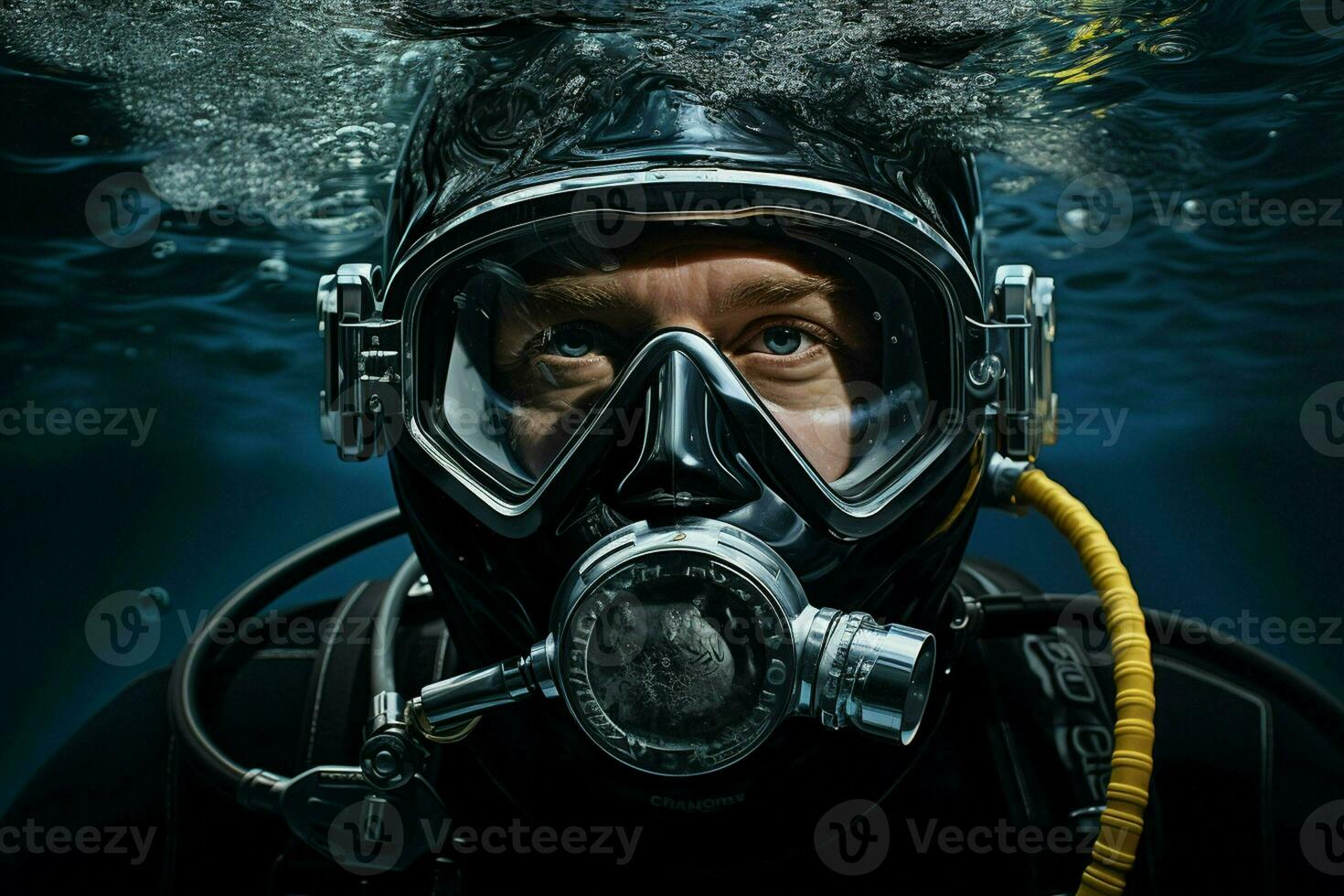 Portrait of a diver under the sea. ai generated pro photo