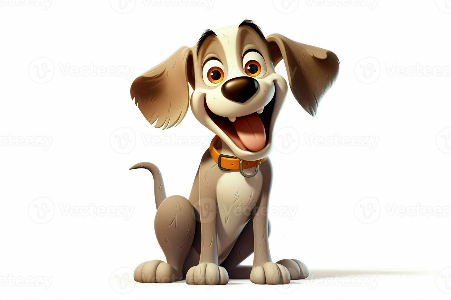 3d rendering of a cute cartoon dog sitting on a white background. ai generated pro photo