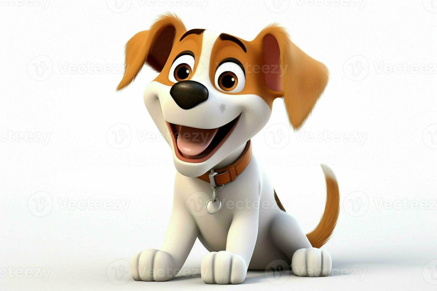 3d rendering of a cute cartoon dog sitting on a white background. ai generated pro photo