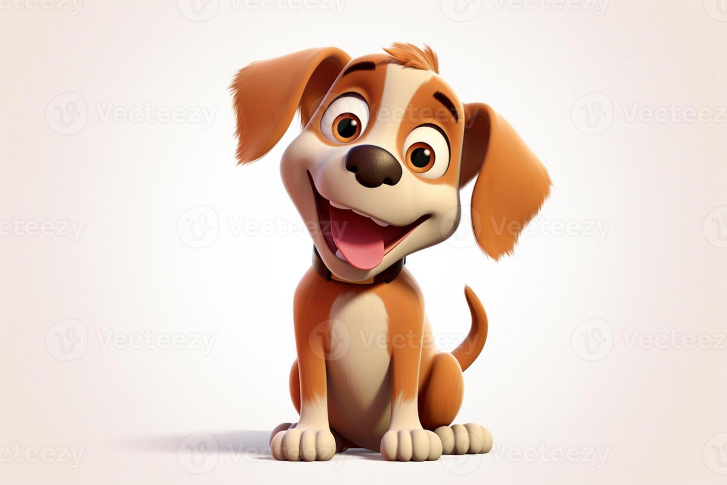 3d rendering of a cute cartoon dog sitting on a white background. ai generated pro photo