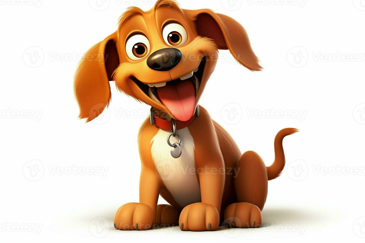 3d rendering of a cute cartoon dog sitting on a white background. ai generated pro photo