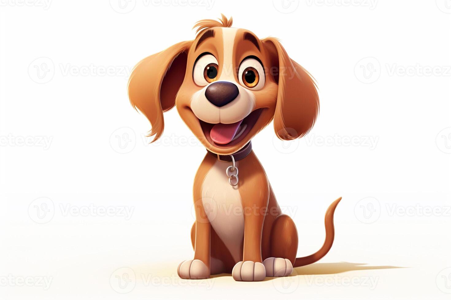 3d rendering of a cute cartoon dog sitting on a white background. ai generated pro photo