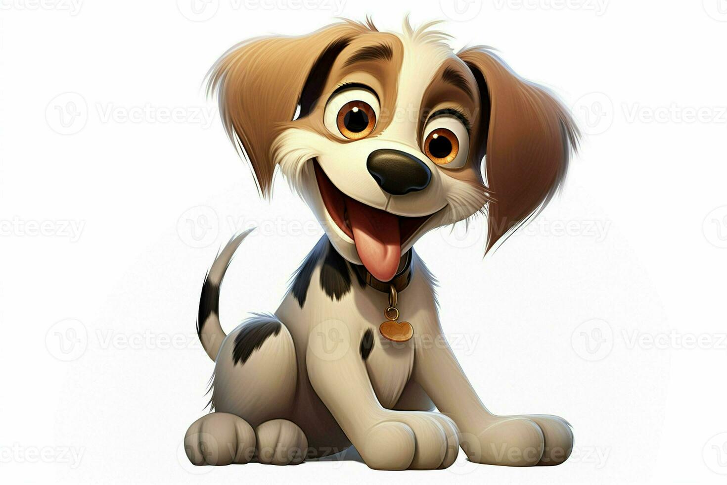 3d rendering of a cute cartoon dog sitting on a white background. ai generated pro photo
