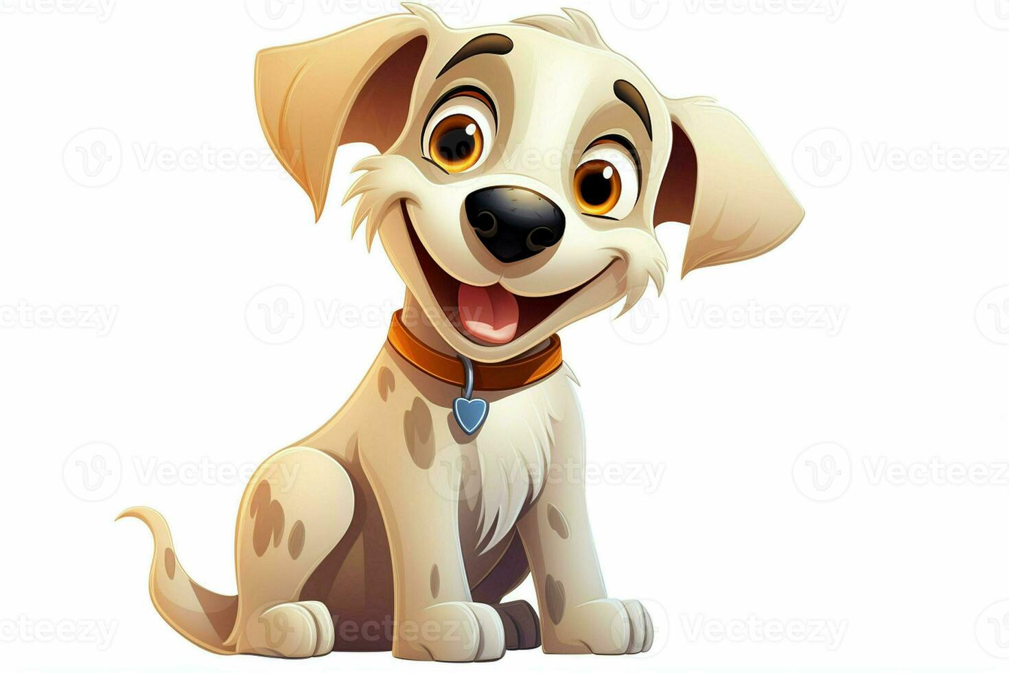 3d rendering of a cute cartoon dog sitting on a white background. ai generated pro photo