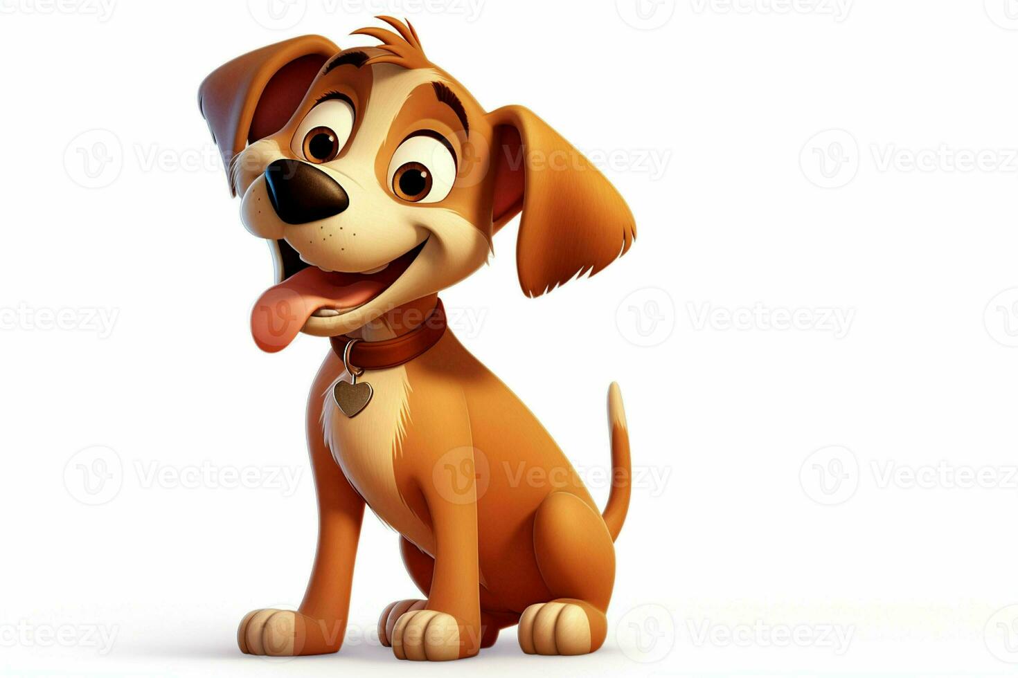 3d rendering of a cute cartoon dog sitting on a white background. ai generated pro photo